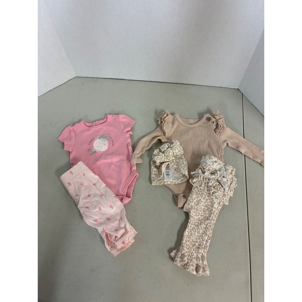 Baby Girl Outfit Bundle Carters 3M RZ Rachel Zoe 3-6M Bodysuits Leggings 5pc Set